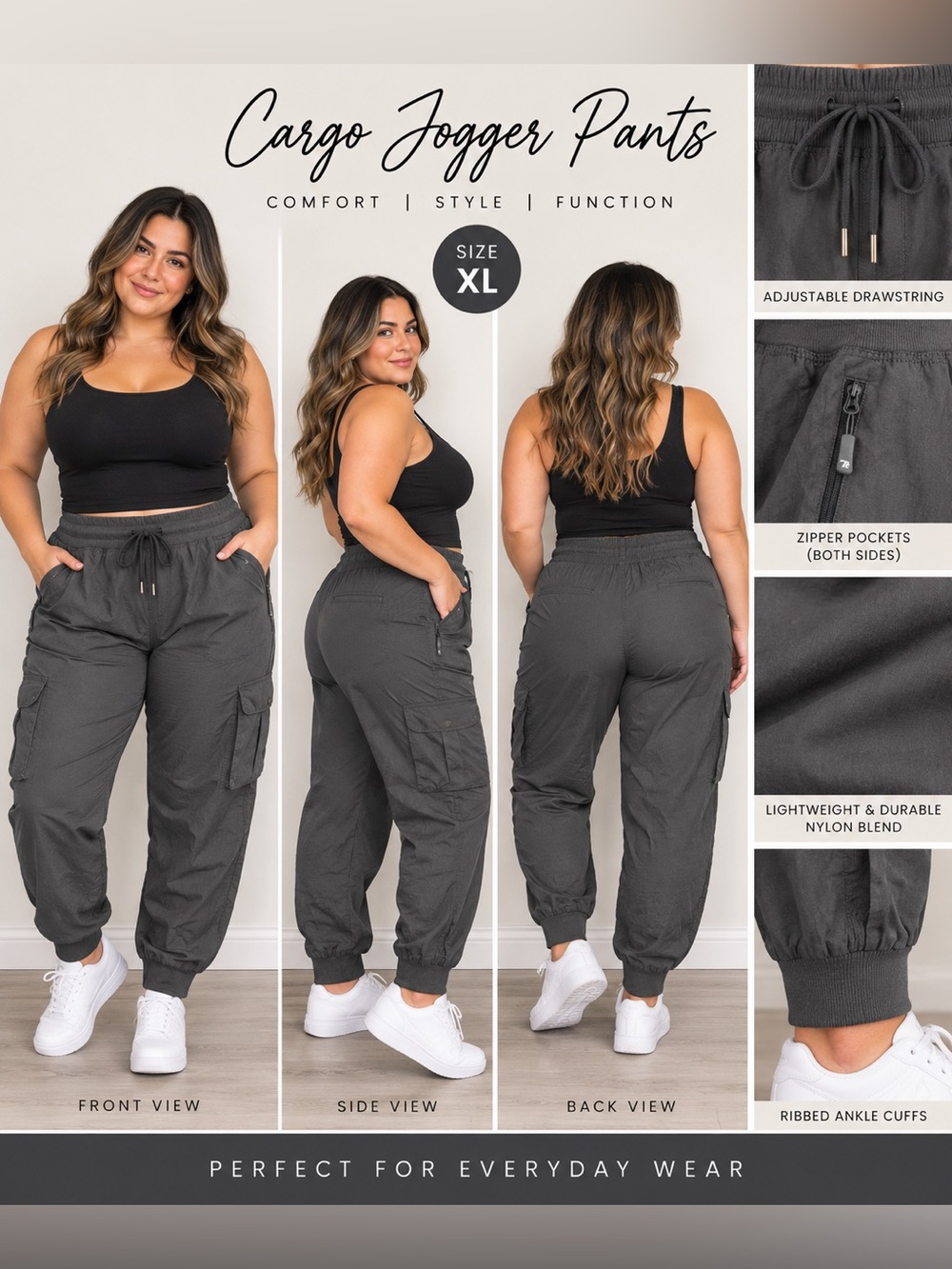 Cargo Jogger Pants - Charcoal Gray